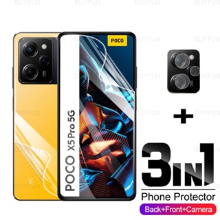 3in1 ฟิล์มไฮโดรเจลใส ป้องกันเลนส์กล้อง หน้า หลัง สําหรับ Xiaomi Poco X5 Pro X5Pro 5G 2023