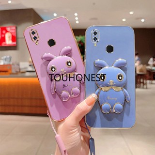 เคส Vivo X27 Pro เคส Vivo X30 Pro เคส Vivo X23 เคส Vivo X21 Case Vivo X20 Case Vivo X9 Case Soft Silicone Shockproof Cute Rabbit Bunny Bracket Stand Phone Cover Case With Rope ซิลิโคนนุ่ม กันกระแทก กระต่ายน่ารัก ขาตั้ง เคสโทรศัพท์ พร้อมเชือกคล้อง