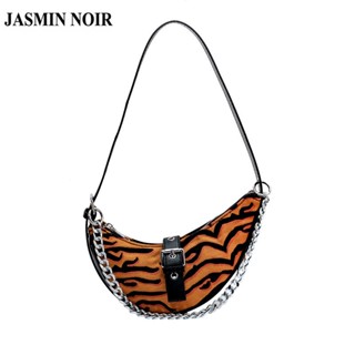 Jasmin NOIR PU + กระเป๋าสะพายไหล่ กระเป๋าถือ ผ้าแคนวาส แต่งสายโซ่คล้อง สําหรับสตรี