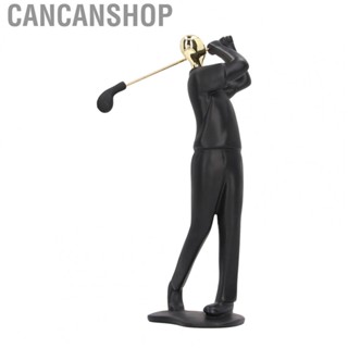 Cancanshop Golfer Figurine Statue Black Resin Golfer Posture Sculpture For Home