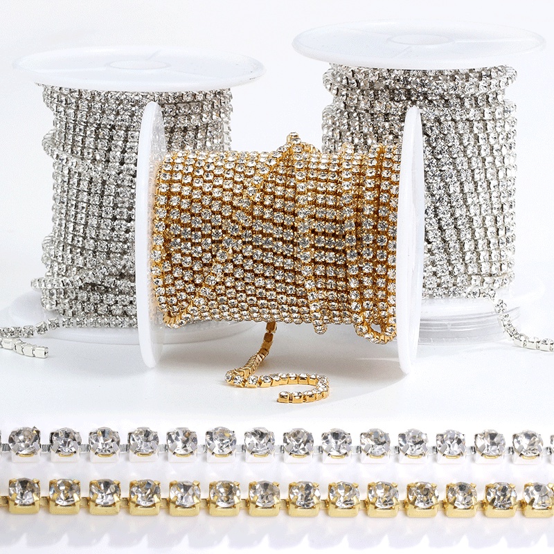 1 YardSS6-SS16 กว้างเพชร Claw Chain สําหรับสําหรับ DIY อุปกรณ์ตกแต่งเสื้อผ้าหมวก