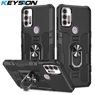 Keysion เคสโทรศัพท์มือถือ ซิลิโคน PC กันกระแทก พร้อมแหวนขาตั้งโลหะ สําหรับ Motorola MOTO G30 G20 G10 MOTO G10 G20 G30