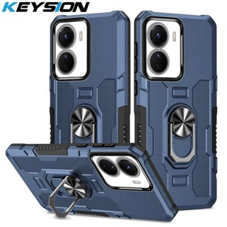 Keysion เคสโทรศัพท์ซิลิโคน PC กันกระแทก พร้อมแหวนขาตั้งโลหะ สําหรับ VIVO Y16 Y15S Y15A Y15C Y01 Y02S Y02