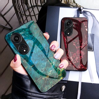 เคสโทรศัพท์มือถือกระจกนิรภัย ลายหินอ่อน สําหรับ Oppo Reno8T Reno8 Reno 8 T 8T 5G case เคส