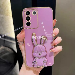 ใหม่ พร้อมส่ง เคสโทรศัพท์มือถือ กันกระแทก ปิดด้านหลัง ลายการ์ตูนกระต่ายน่ารัก พร้อมขาตั้ง พับได้ สําหรับ VIVO V29 5G X90 Pro 2023 V295G