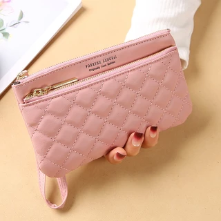 กระเป๋าคลัทช์ ทรงยาว จุของได้เยอะ แบบบาง แต่งซิป ใส่โทรศัพท์มือถือได้ สไตล์เกาหลี สําหรับผู้หญิง