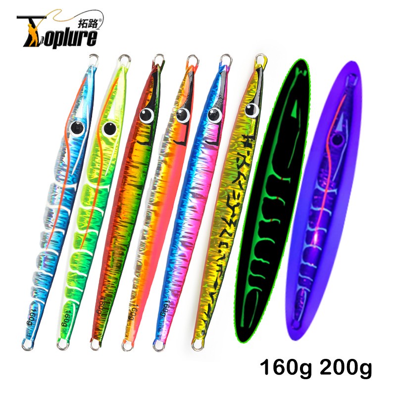 TL 160g 200g UV Speed Jigging Lure Luminous Sinking Sea Fishing Lures น้ําเค็มแนวตั้งโลหะ Jig ประดิษฐ์ Jerkbait