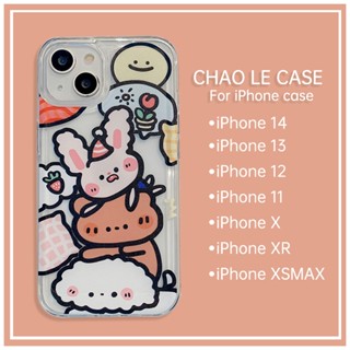 เคสโทรศัพท์การ์ตูนกันกระแทกสำหรับ iPhone 14 Pro 13 Pro Max กันกระแทกกรอบ TPU iPhone 12 Pro 11 XS MAX XR X/XS หมีน่ารักกระต่ายพิมพ์เคสโทรศัพท์