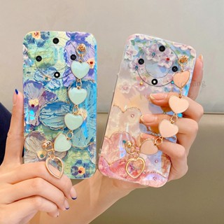 เคสโทรศัพท์มือถือ TPU แบบนิ่ม ลายดอกไม้ ประดับเพชรเทียม พร้อมสายคล้อง สําหรับ Honor X9A