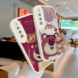 เคสโทรศัพท์มือถือหนังแกะ PU ป้องกันเลนส์ ลายภาพวาดสีน้ํามัน รูปหมีสตรอเบอร์รี่น่ารัก สําหรับ Xiaomi Mi 10 5G