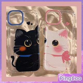 PingCoo - Space Case For iPhone 14 13 12 11 Pro Max 6 6s 7 8 Plus XR Silicone Soft Big Hole Transparent Case Cartoon Cute Camera Protection Plating Buttons Shockproof Back Cover