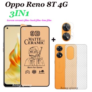 (3 In 1) Reno 8T 8Z 8 Pro 5G 7z 6z ฟิล์มกระจกนิรภัยเซรามิก ป้องกันหน้าจอ + ฟิล์มกล้อง + ฟิล์มด้านหลัง สําหรับ Reno8 T ฟิล์มเซรามิค นิ่ม