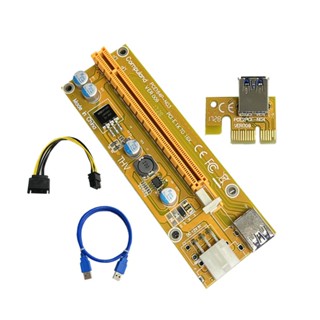 R* อะแดปเตอร์การ์ดไรเซอร์ 009S PCI-E VER009 PCIE 1X เป็น 16X 6Pin Power 0 6M USB 3 0 สีเหลือง สําหรับการ์ดวิดีโอ