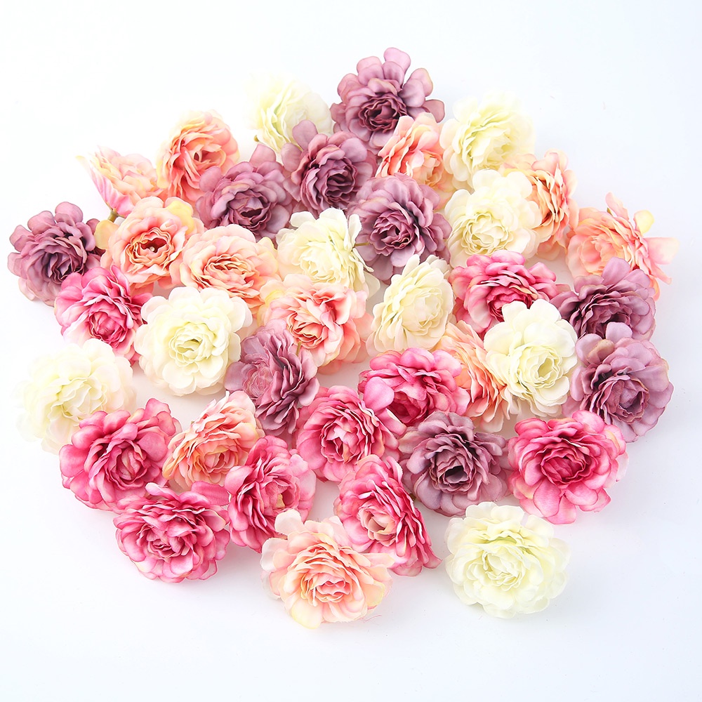 ดอกกุหลาบประดิษฐ์ ผ้าไหม ขนาด 5 ซม. สําหรับตกแต่งบ้าน งานแต่งงาน เค้ก DIY 10 ชิ้น