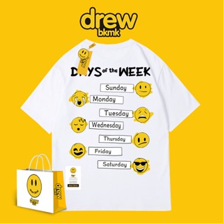 drew smile joint T-shirt short-sleeved shirt summer new European and American mens trend high street couples wear _03