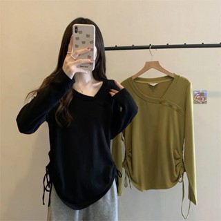 【45-150 กก.】เสื้อยืดแขนยาว โอเวอร์ไซซ์ สําหรับผู้หญิง C9681