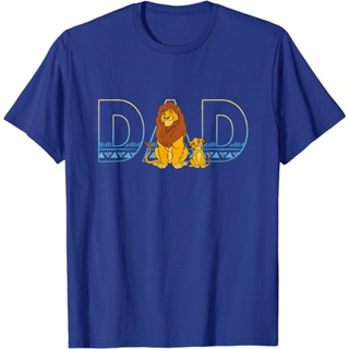 เสื้อยืดลําลอง แขนสั้น พิมพ์ลาย Disney The Lion King Simba and Mufasa Dad สไตล์เกาหลี คุณภาพสูง_05