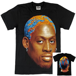 เสื้อยืดแขนสั้น ผ้าฝ้าย 100% พิมพ์ลาย DENNIS RODMAN FACE FIREHAIR DESIGN Shirt ( THE ROXX ) สไตล์ฮิปฮอป