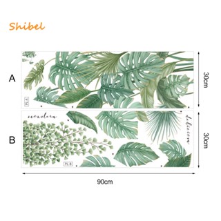 Shibel สติกเกอร์ติดผนัง ลายใบมอนสเตอร่าเขตร้อน มีกาวในตัว สําหรับตกแต่งห้องนั่งเล่น พื้นหลัง 2 ชิ้น