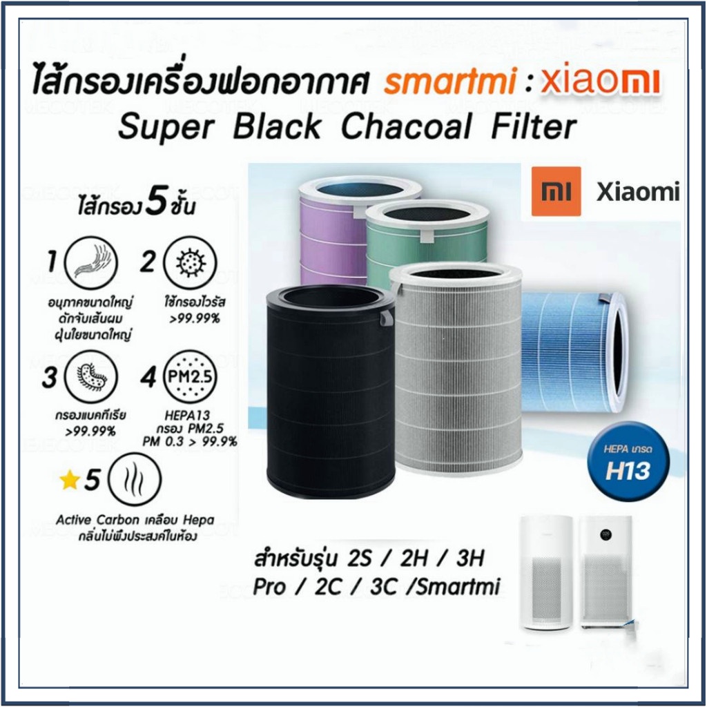 ไส้กรองอากาศ xiaomi Mi Air Purifier Filter รุ่น2S/2H/Pro/3H/3C กรอง pm2.5 ใส้กรอง