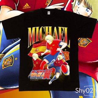  พร้อมส่ง  Shy-เสื้อยืดผช เสื้อยืด พิมพ์ลายการ์ตูน Michael Spain Captain Tsubasa World Cup Homage Series สําหรับผู้_03