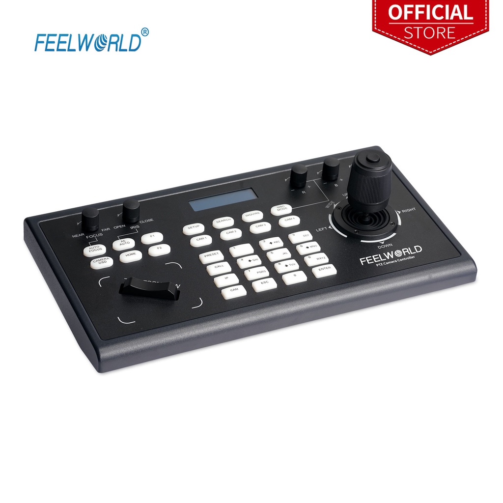 Feelworld KBC10 PTZ ตัวควบคุมกล้อง พร้อมจอยสติ๊ก และคีย์บอร์ด หน้าจอ LCD PoE รองรับการประชุมคริสตจัก