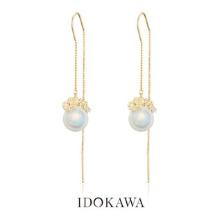 Idokawa ต่างหูเงิน 925 ประดับไข่มุก ลูกปัดสีขาว สีทอง เหมาะกับฤดูร้อน สําหรับผู้หญิง EG3004YW