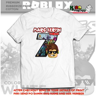 ROBLOX Birthday Tshirt for kids Shirt Customize Name and Age number Unisex (Rubberize Print)Tops_03