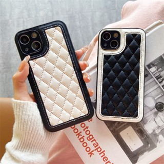 Fashion Style Rhombus Check Leather Casing for iPhone 14 Pro Max 14plus Plus 13 Pro Max 13pro 12 Promax Xsmax Xs Max X Xr 12pro 11 Pro 11pro Phone Case Protective Cover