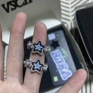 2023 Hip-hop Fashion Brand Five-pointed Star Ring Lucky Star Opening Ring Small Design Diamond inlay Adjustable Versatile Ring