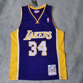 ขายดี ONeill No. เสื้อกีฬาบาสเก็ตบอลลําลอง ปักลาย Lakers 34 Lakers สไตล์เรโทร สําหรับผู้ชาย และนักเรียน 258598