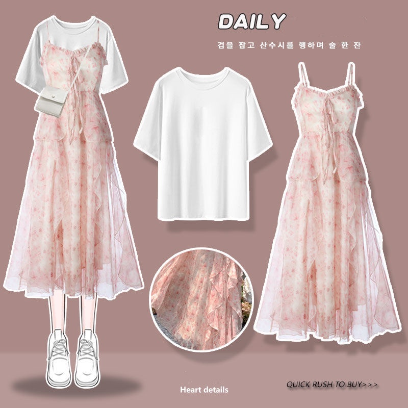ชุดเซท2ชิ้น  เสื้อครอปท็อป+เดรสยาวสายเดี่ยว สีหวาน น่ารักมากก แฟชั่นสไตล์เกาหลี ผ้านิ่มมาก ใส่สวยดูแพงทันที ราคา ถูกที่สุด ดีลบีเคเค แกลเลอรีภาพที่ 2