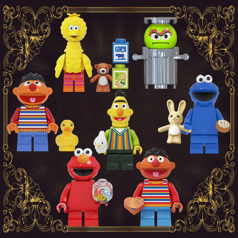 บล็อกตัวต่อ รูปการ์ตูน Sesame Street Ernie Cookie Monster ขนาดเล็ก ของเล่นเสริมการเรียนรู้ สําหรับเด็ก