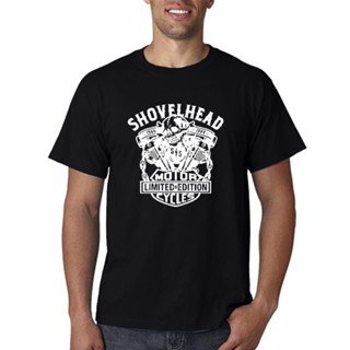 เสื้อยืดผู้ เสื้อยืด พิมพ์ลาย Vintoge Shovelheod Engine Biker Skull สําหรับผู้ชาย S-5XL