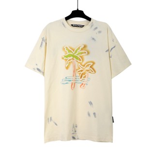 เสื้อยืดแขนสั้นลําลอง ผ้าฝ้าย พิมพ์ลาย Palm Angel Coconut Paint Dot สําหรับผู้ชาย และผู้หญิง