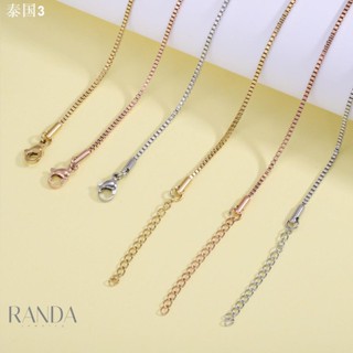 Randa สร้อยคอ ลายโซ่เหลี่ยม หนา 2 mm ปรับระดับ สีเงิน สีพิ้งโกล สีทอง สแตนเลสแท้ โดนน้ำหอม อาบน้ำ ออกกำลังกาย ไม่ลอก