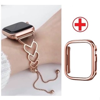 สายนาฬิกาข้อมือโลหะ พร้อมเคส แบบเปลี่ยน สําหรับ watch Strap Series 8 7 6 5 4 3 2 1 SE SE2 Strap ขนาด 41 มม. 45 มม. 38 มม. 40 มม. 42 มม. 44 มม. 49 มม.