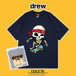 เสื้อยืดแขนสั้นผ้าฝ้ายพิมพ์ลาย Drew House Justin Bieber ทรงหลวมสําหรับผู้ชายn_03