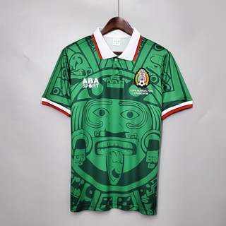 เสื้อกีฬาแขนสั้น ลายทีมชาติฟุตบอล Mexico 1998 ชุดเหย้า สไตล์เรโทร