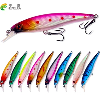 Hengjia เหยื่อตกปลา แบบแข็ง ยาว 11.2 ซม. 12.8 กรัม 1 ชิ้น Hard Plastic Minnow Fishing lure Floating Crankbaits Equipped Treble Hook