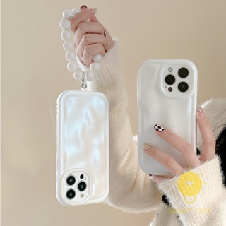 For เคสไอโฟน 14 Pro Max [Cream 3D Shining with Chain] เคส Phone Case For iPhone 14 Pro Max Plus 13 12 Mini 11 X XS Max XR SE 8 7 For เคสไอโฟน11 Ins Korean Style Retro Classic Couple Shockproof Protective TPU Cover Shell