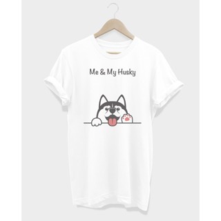 เสื้อยืดลายหมา ไซบีเรียน ฮัสกี้ Me &amp; My Husky T-Shirt_01