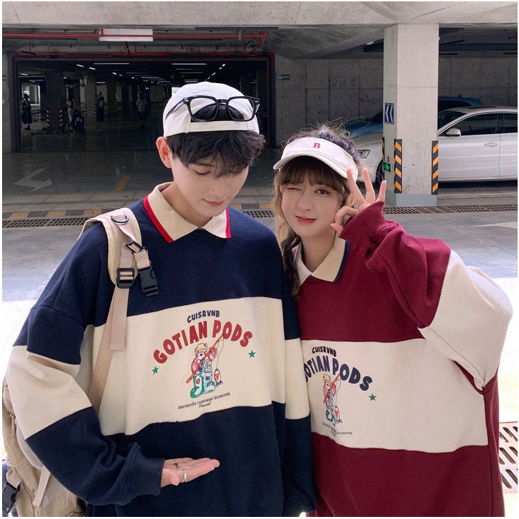 Rommers รุ่นบางเสื้อกันหนาวแขนยาว คอปกโปโล ผ้าฝ้าย ทรงหลวม ขนาดใหญ่ สไตล์อเมริกัน แฟชั่นเรโทร สําหรับผู้หญิง