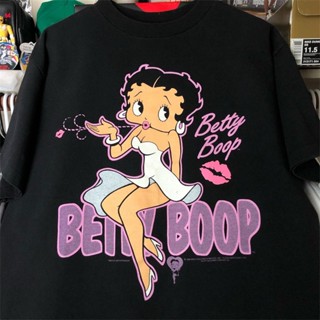 เสื้อยืดแขนสั้น ทรงหลวม พิมพ์ลายการ์ตูน betty boop betty Doll สไตล์ฮาราจูกุ สําหรับผู้ชาย และผู้หญิง