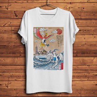 oversize T-shirt เสื้อยืดลําลอง แขนสั้น พิมพ์ลาย Ukiyoe villain Lord Shen white Pea สีขาว สไตล์วินเทจ สําหรับผู้ชาย และผ