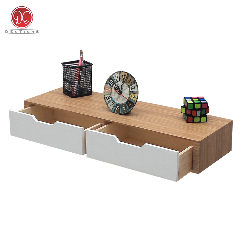 Dections ลอยติดผนังชั้นวางลิ้นชักแขวน 60x20 ซม. 2 ช่องเก็บของ W Minimalist Aesthetic