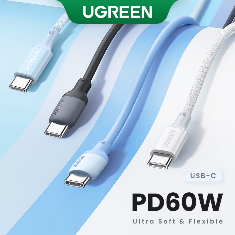 Ugreen สายเคเบิล USB C 60W Type C เป็น Type C สําหรับ MacBook Samsung Huawei PD60W USB Type C สายชาร
