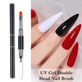 2 in 1 แปรงปากกา UV โพลีเจล แบบสองหัว สีดํา สําหรับตกแต่งเล็บ