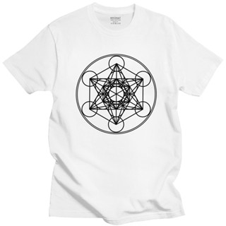 ขายดี เสื้อยืดแขนสั้น ผ้าฝ้าย พิมพ์ลายดอกไม้ Metatrons Cube สําหรับผู้ชาย PGccmi85IIbkoo88