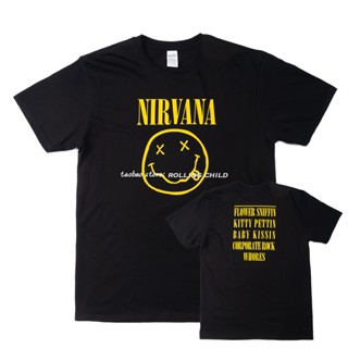 เสื้อยืดแขนสั้น ผ้าฝ้าย พิมพ์ลาย nirvana-s nirvana smiley สไตล์วินเทจ_01